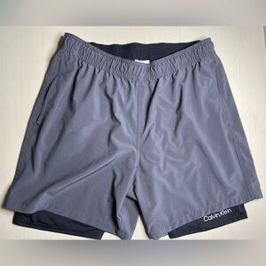 Calvin Klein Men’s Swim Shorts L Gray with Black Liner Pockets Swim Trunks NWOT
